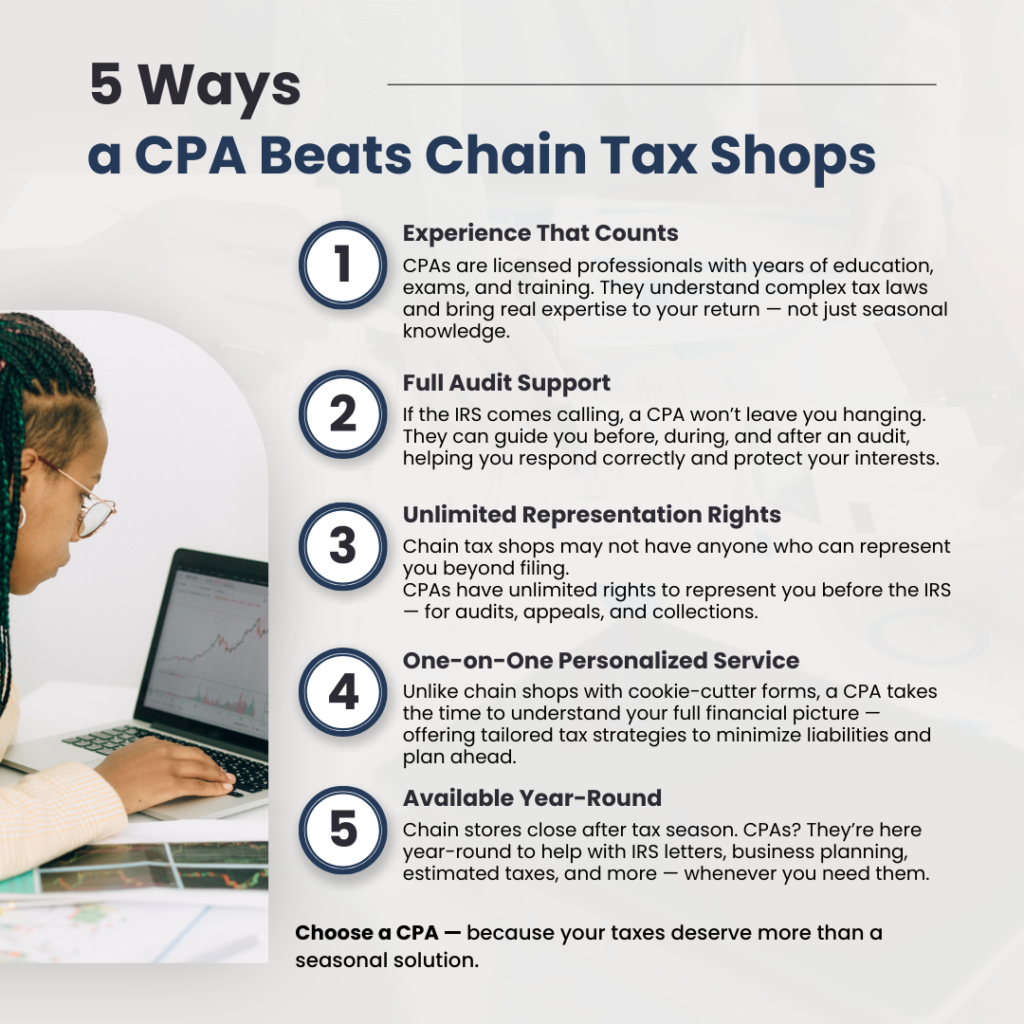 5 ways a CPA beats chain tax shops