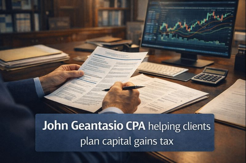 “John Geantasio CPA helping clients plan capital gains tax”