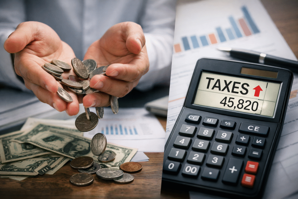 “Concept showing business owner losing money due to inefficient tax planning”