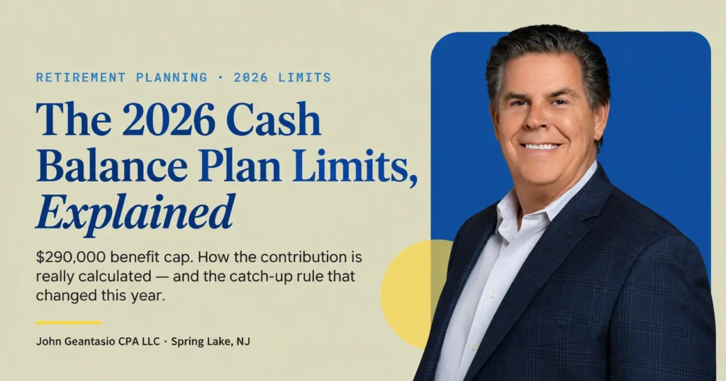 Cash balance plan contribution limits for 2026 shown alongside the 401(k) contribution limit